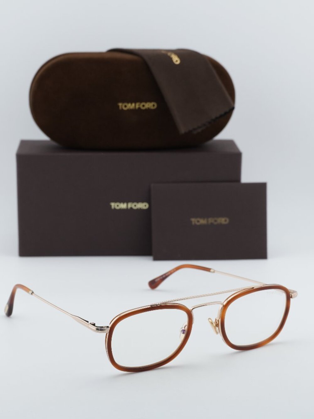 Tom Ford FT5677-B 053 Square Eyeglasses 50mm – Havana/Gold/Blue Light Block